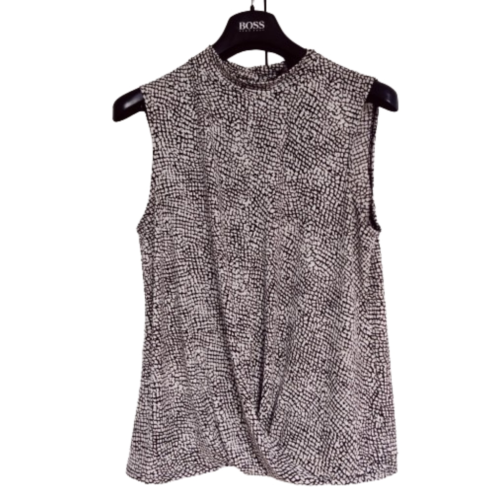 Banana Republic Black & White Print Blouse Top Sleeveless Size Large